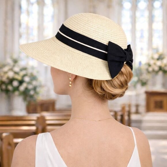Royal Beige Straw Sun Hat Updo Notch VTG Nautical Style Beach Cruise Life Fashio main image 6
